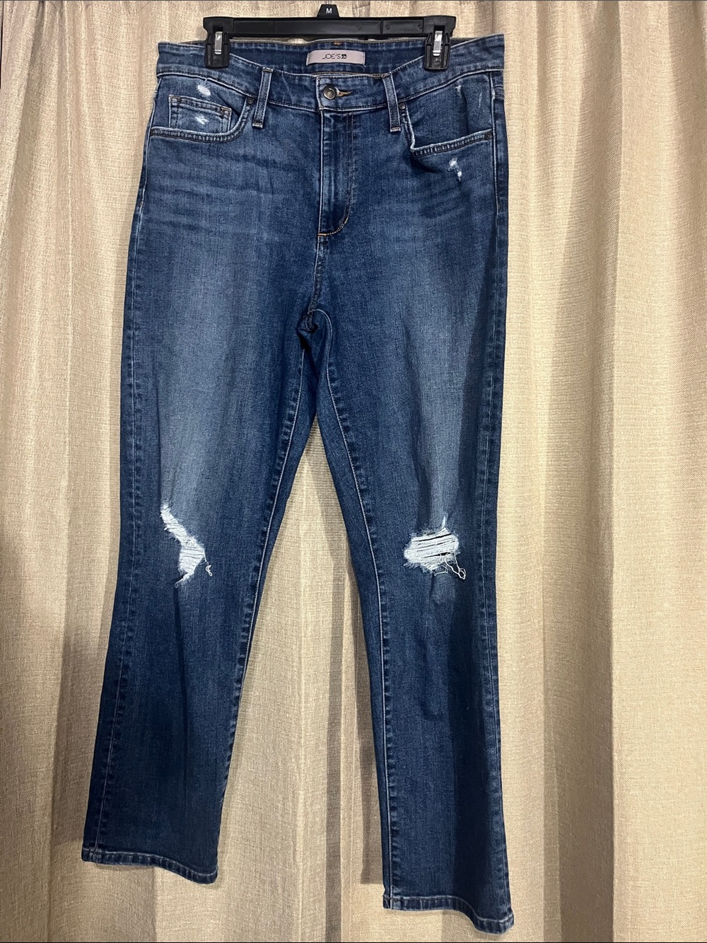 Joe's Jeans Dark Blue Flare Jeans with Knee Distress